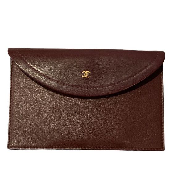 CHANEL Handbags - CHANEL Burgundy Leather Clutch Insert